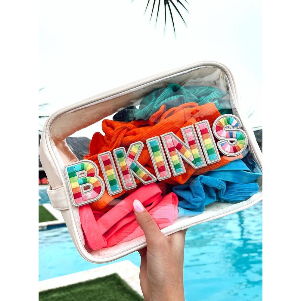 NEW KENZKUSTOMZ women's xl bikini clear pouch in rainbow
